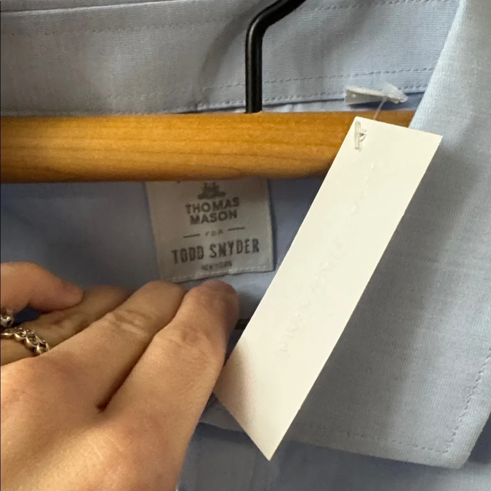 Todd Snyder Thomas Mason Cotton Poplin End on End Spread Collar Dress Shirt 17 - Picture 8 of 10